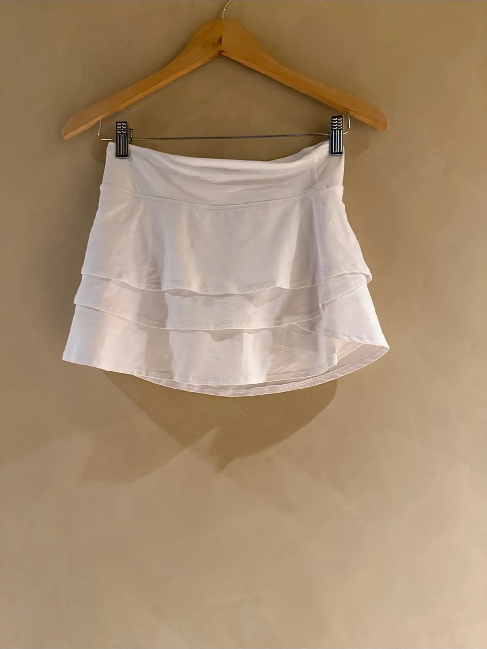 Athleta Girl Swing Skort White Tiered Skirt w/Bike Shorts  Sz L/12